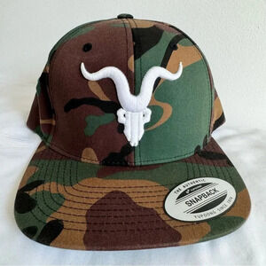 Yupoong The Classics LONGHORN SKULL‎ Camouflage Adjustable Snapback Cap HAT Men